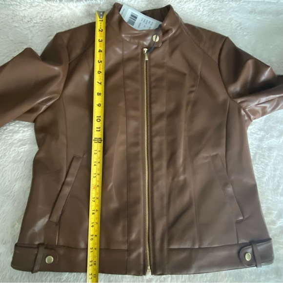 NWT Cole Haan Signature Fitted Racer Moto Jacket, Large, Hazel - Picture 15 of 16